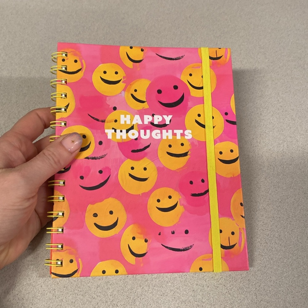Smiley Face Blank Journal Diary Notebook Ohh Deer Hot Pink Yellow 90s Retro
